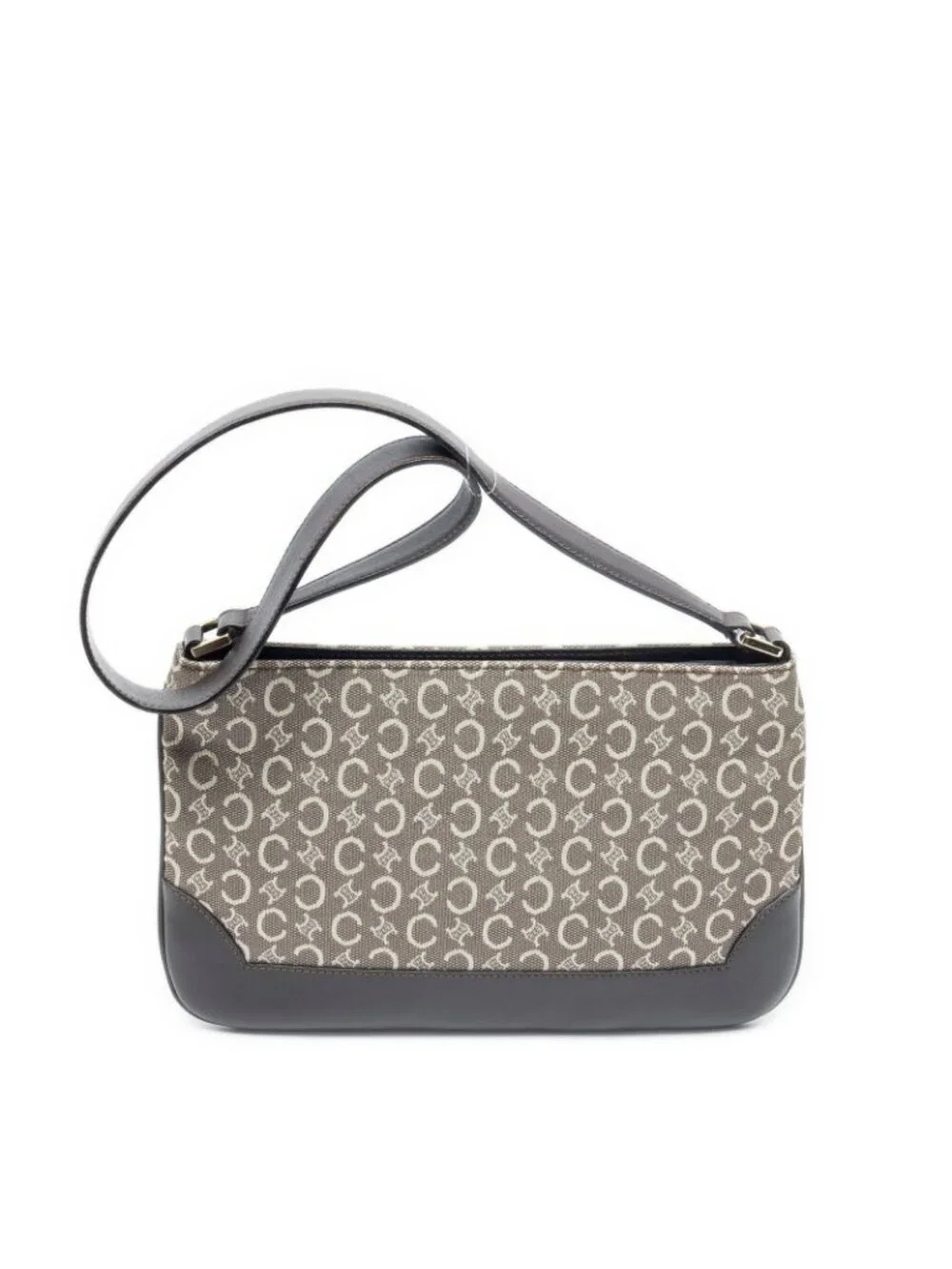 Celine Flap Shoulder Bag Dark Brown Beige C Macadam Canvas